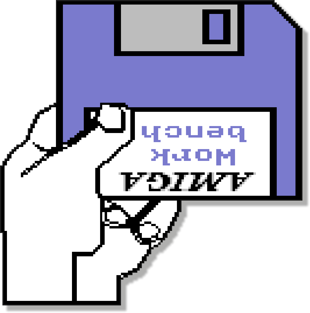 Amiga Workbench-Diskette wird eingelegt